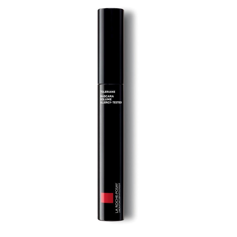 Tube de mascara noir avec brosse. Inscription : Toleriane Mascara Waterproof Allergy-Tested. Marque : La Roche-Posay.