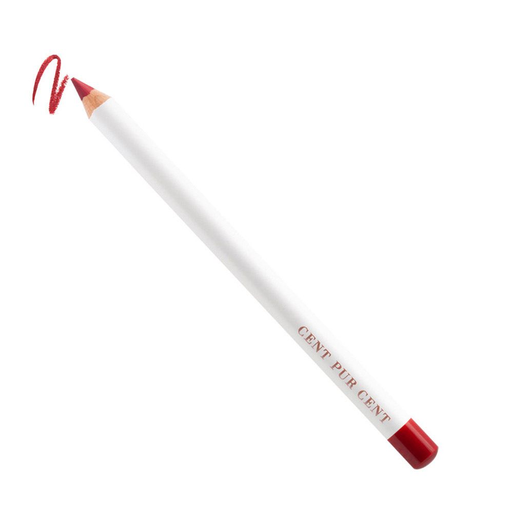 Witte lipliner met rode punt. Rode streep ernaast. Opschrift: CENT PUR CENT.