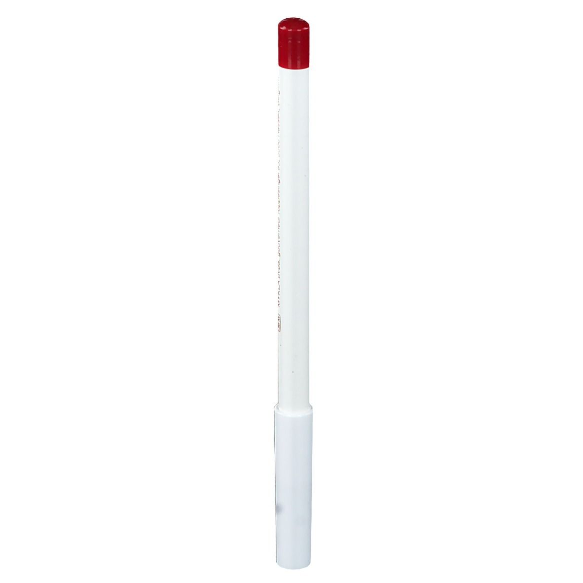 Witte lipliner met rode punt. Tekst onleesbaar.