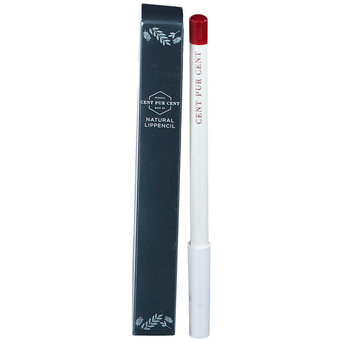 Lipliner en verpakking. Zwarte doos met opschrift: NATURAL LIP PENCIL.