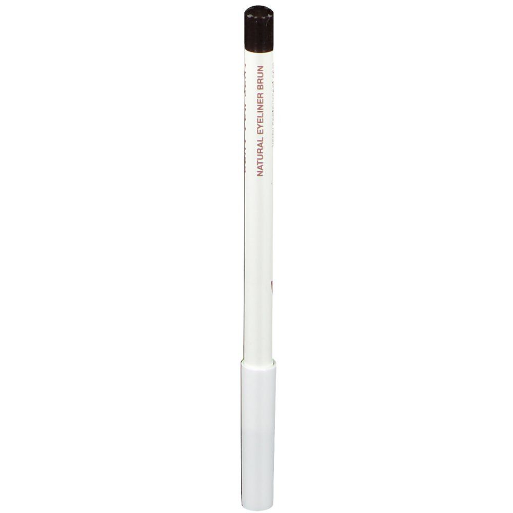 Crayon khôl blanc avec pointe marron. Inscription : NATURAL EYELINER BRUN.