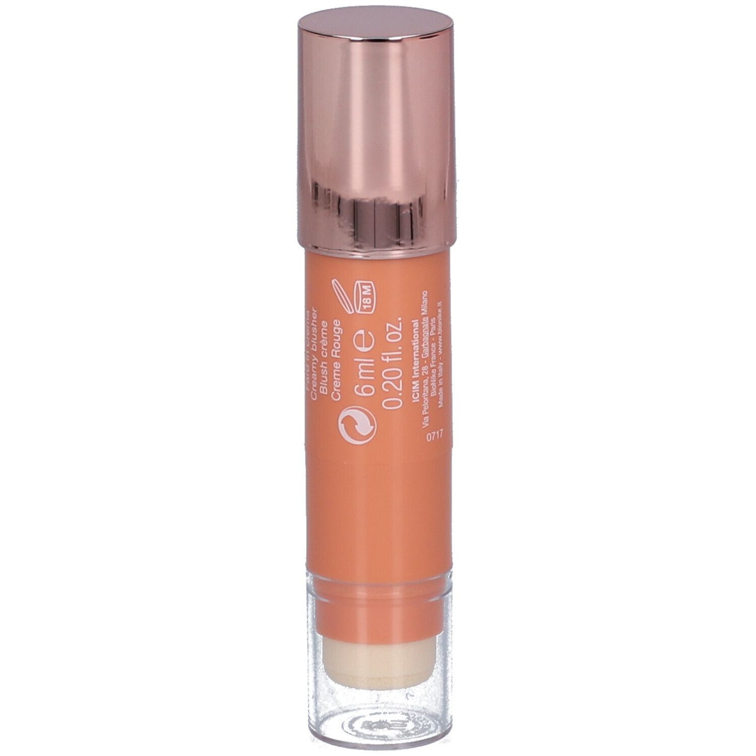 BioNike DEFENCE COLOR Glam Touch. Creme-Blush, 6 ml, 0,20 fl. oz. Mit roségoldfarbenem Deckel.