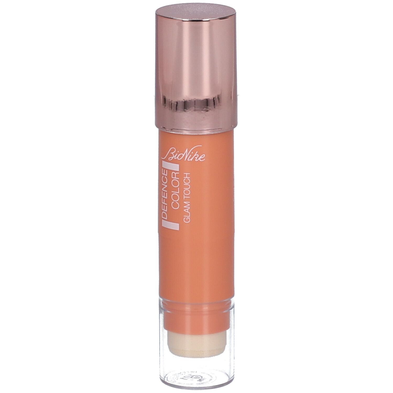 BioNike DEFENCE COLOR Glam Touch. Creme-Blush in einem zylindrischen Behälter mit roségoldfarbenem Deckel.