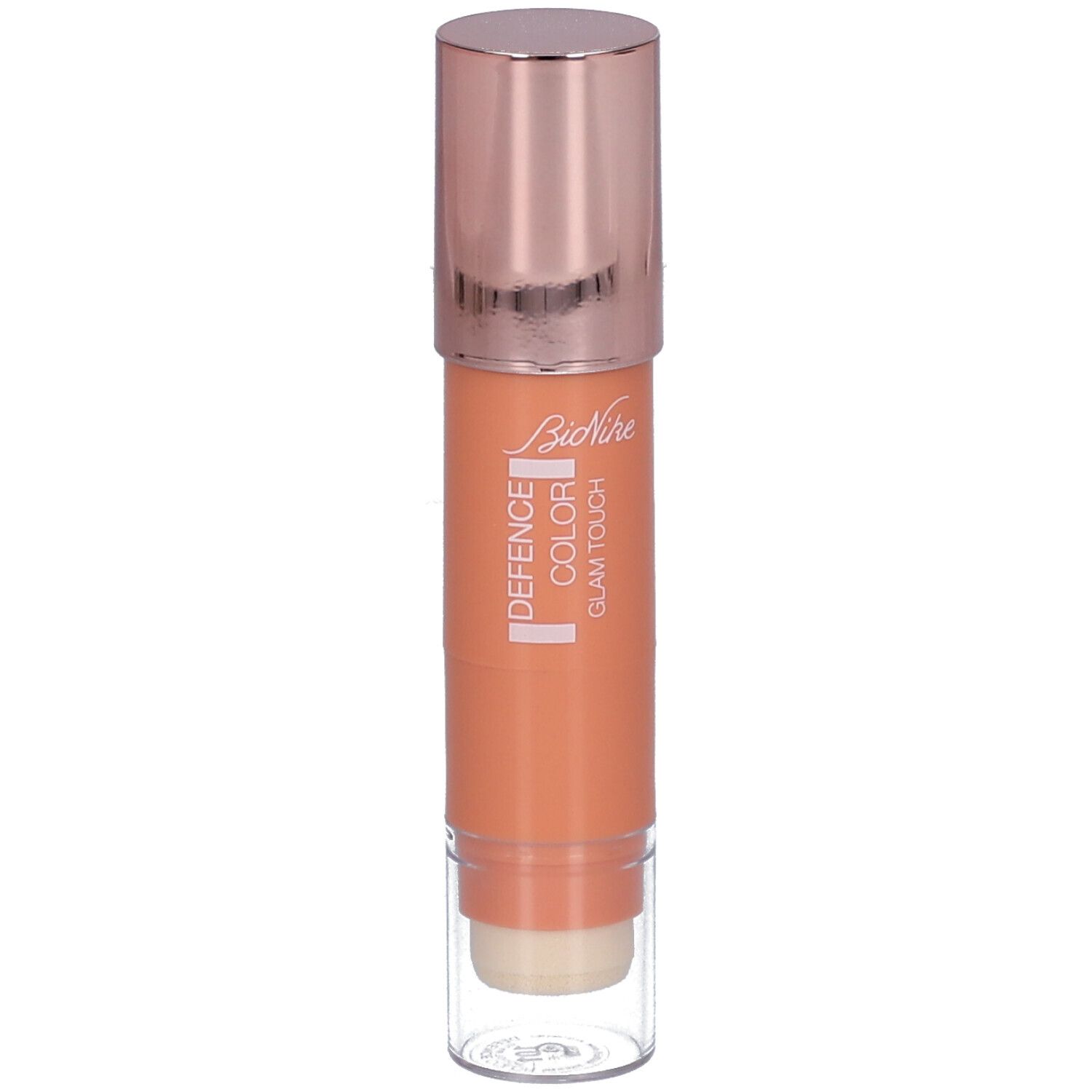 BioNike DEFENCE COLOR Glam Touch. Creme-Blush in einem zylindrischen Behälter mit roségoldfarbenem Deckel.