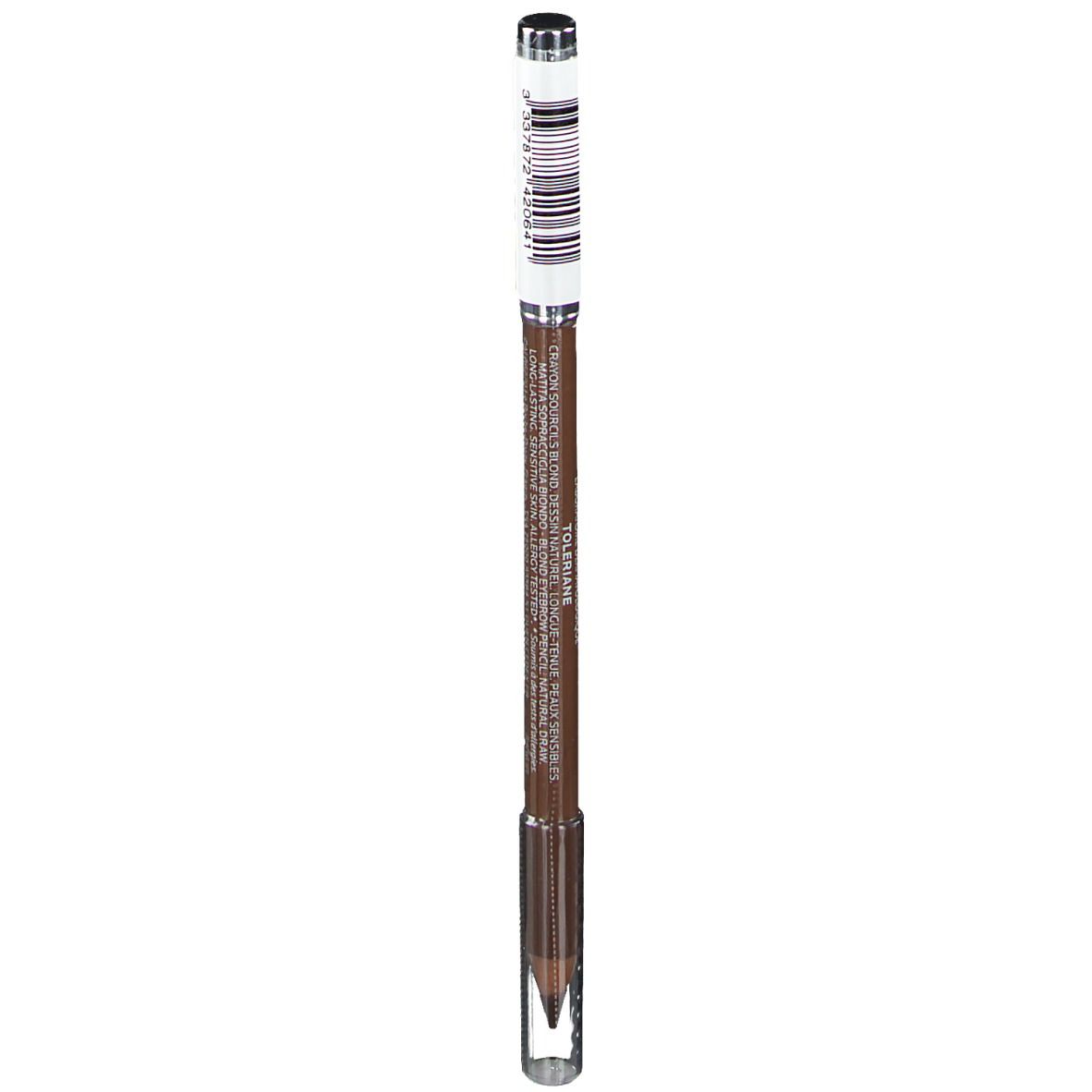 Crayon à sourcils, marron. Avec brosse et capuchon transparent.