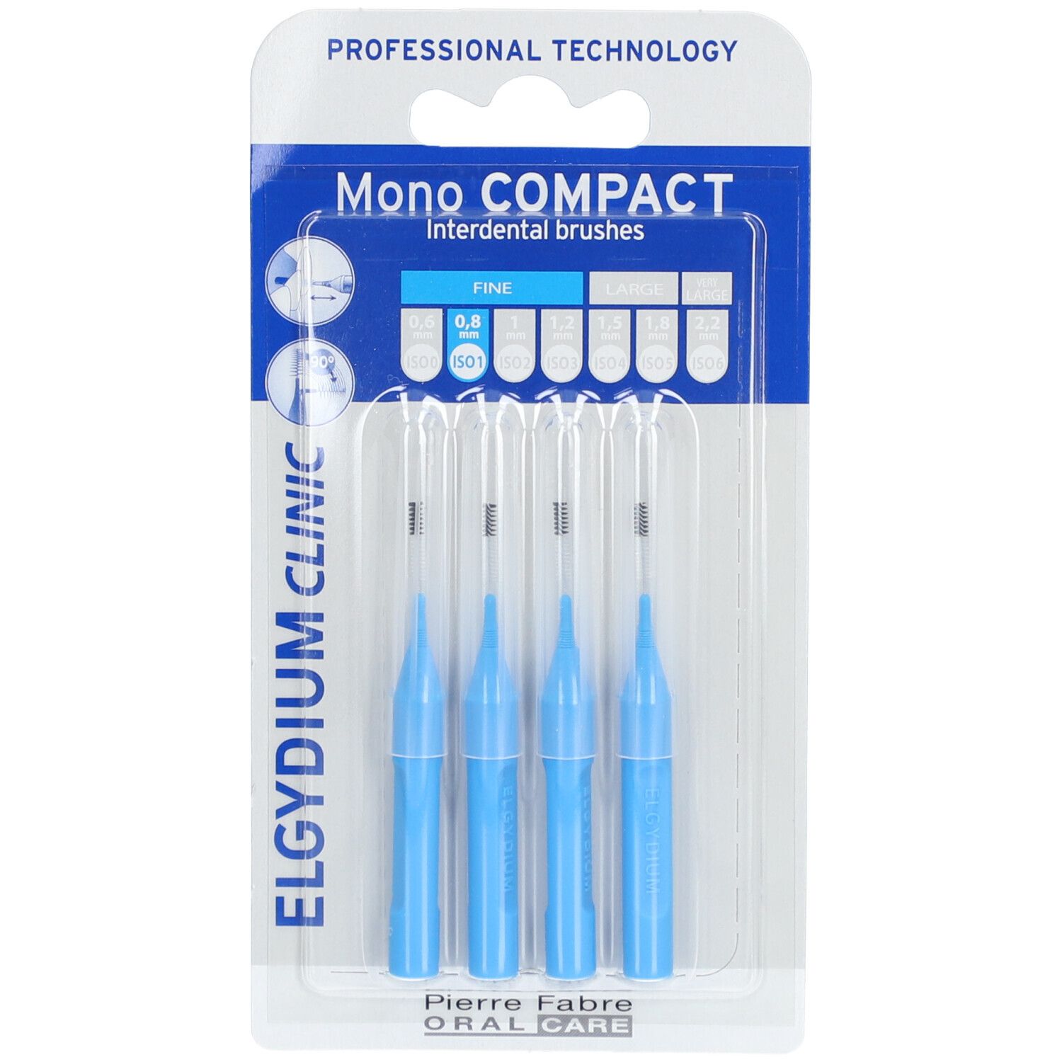 Elgydium Clinic Mono Compact Brossettes interdentaires fine 0,8mm Bleu
