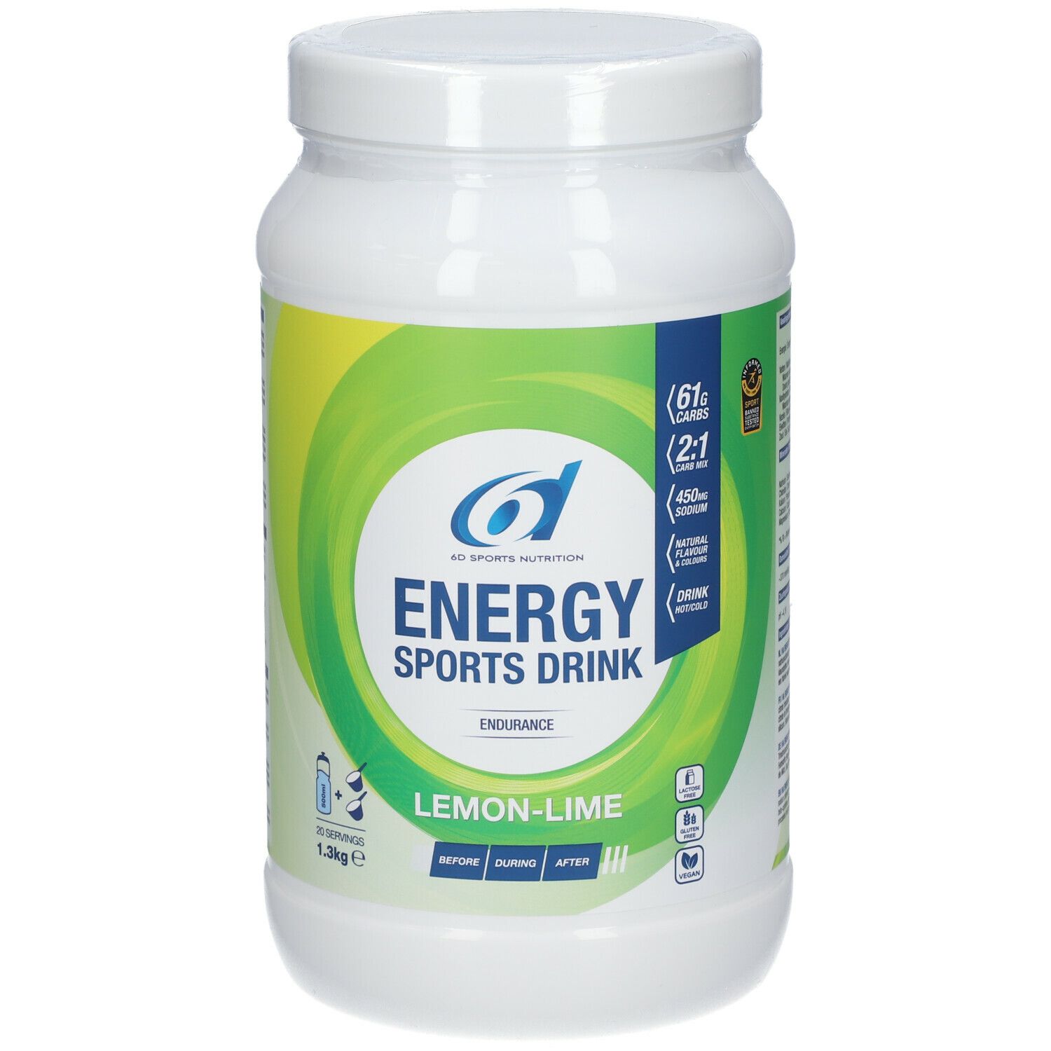 6D Sports Nutrition Energy Drink Lemon-Lime 1,3 kg Pulver