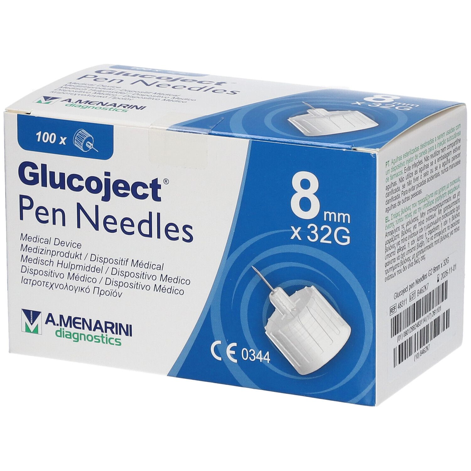 Glucoject® Aiguilles pour stylos 8 mm x 32G