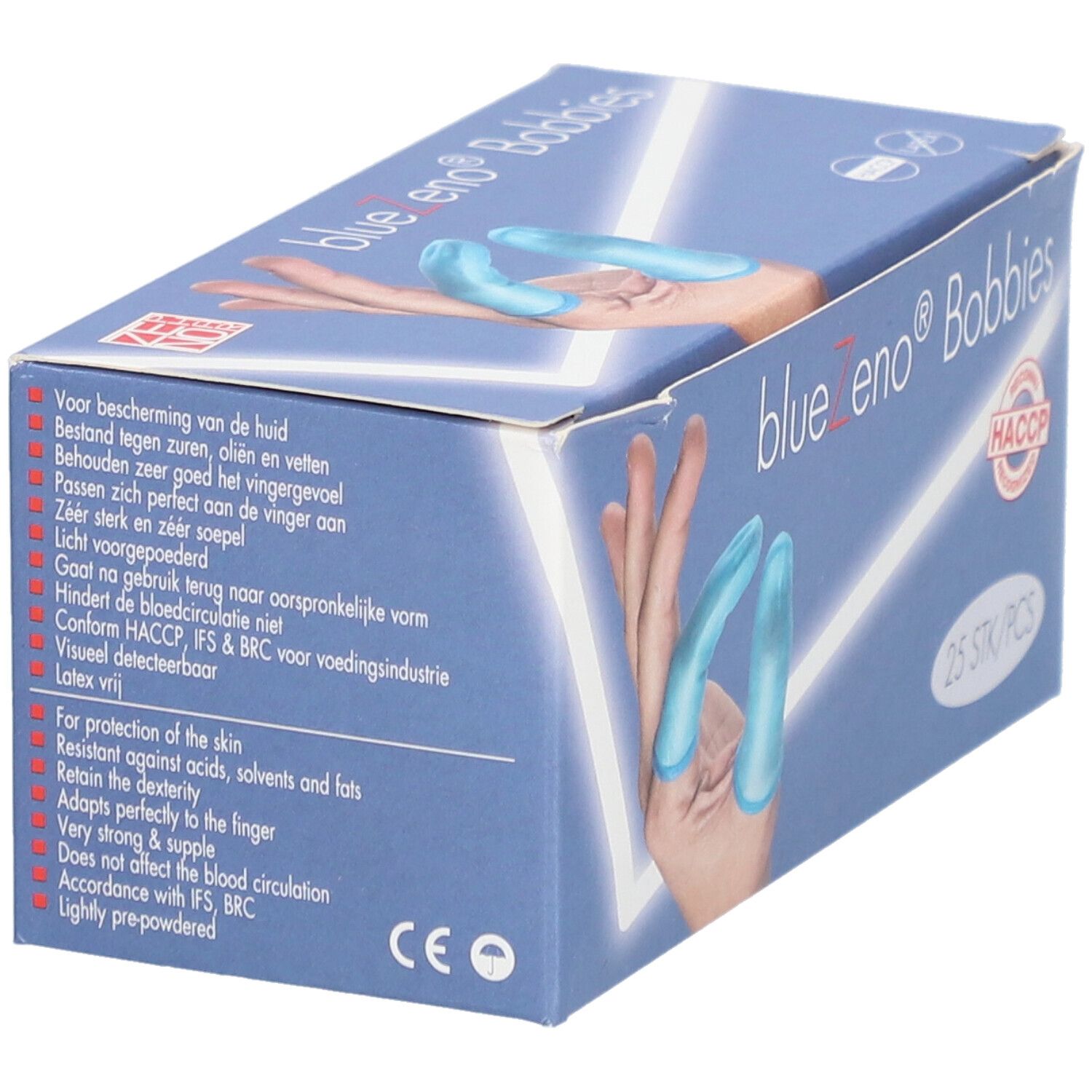 Packung mit 25 blauen Fingerlingen 'blueZeno Bobbies'