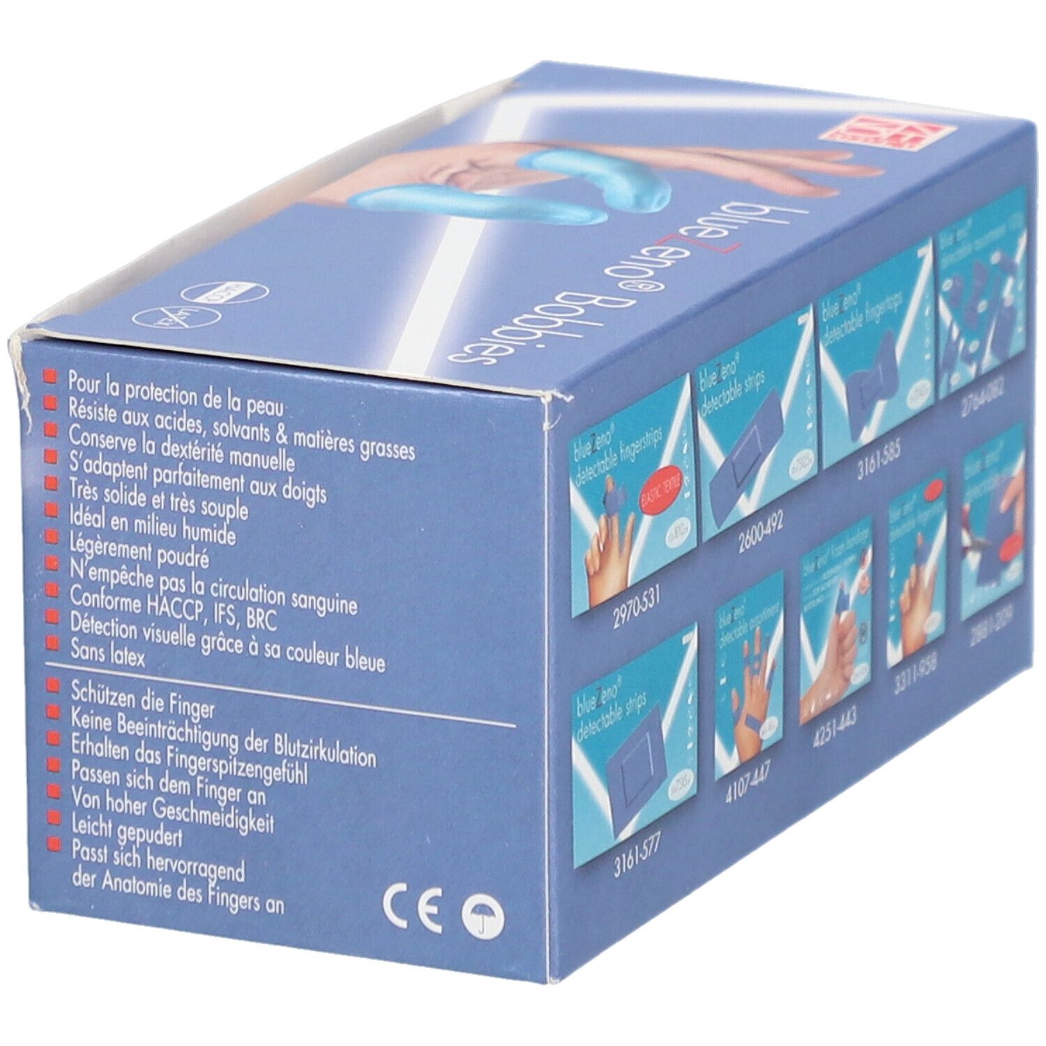 Packung mit 25 blauen Fingerlingen "blueZeno Bobbies".