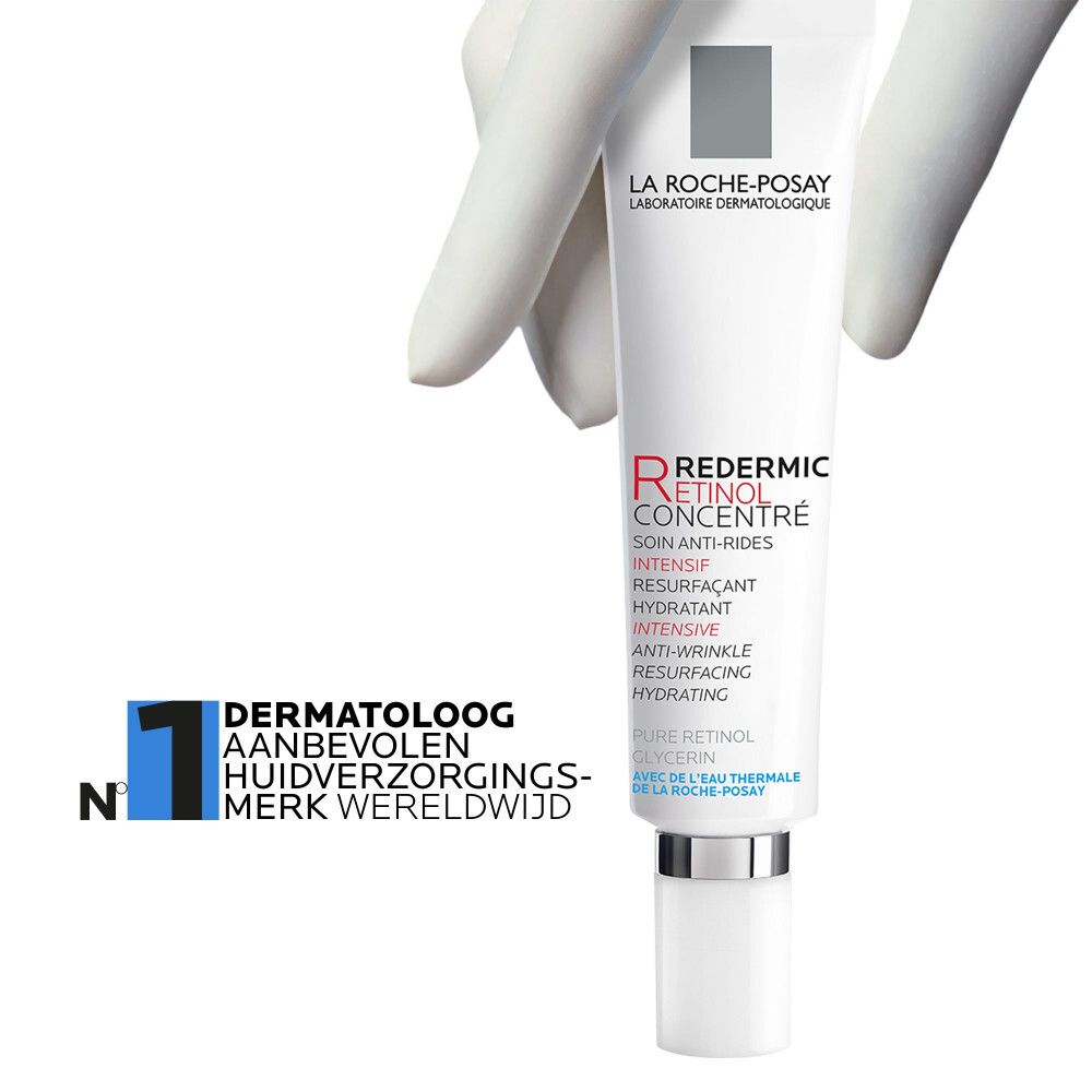 Twee crèmetubes van La Roche-Posay Redermic Retinol. Tekst: Renderdmic Retinol verzorging, Renderdmic Retinol ogen.