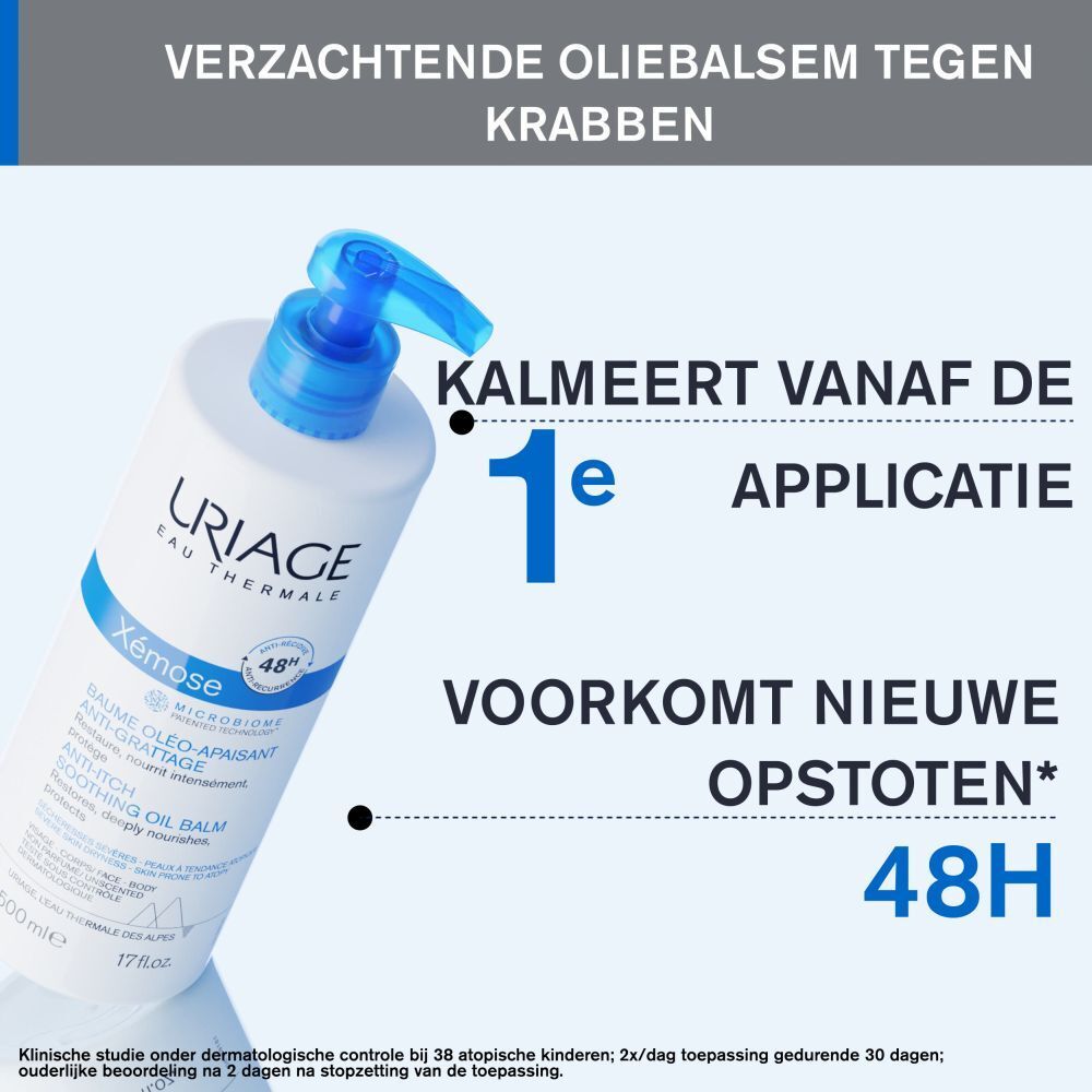 Tekst: Microbiome Technologie. Ceramiden. 10% Karitéboter. Uriage Thermaal Water. Formule.