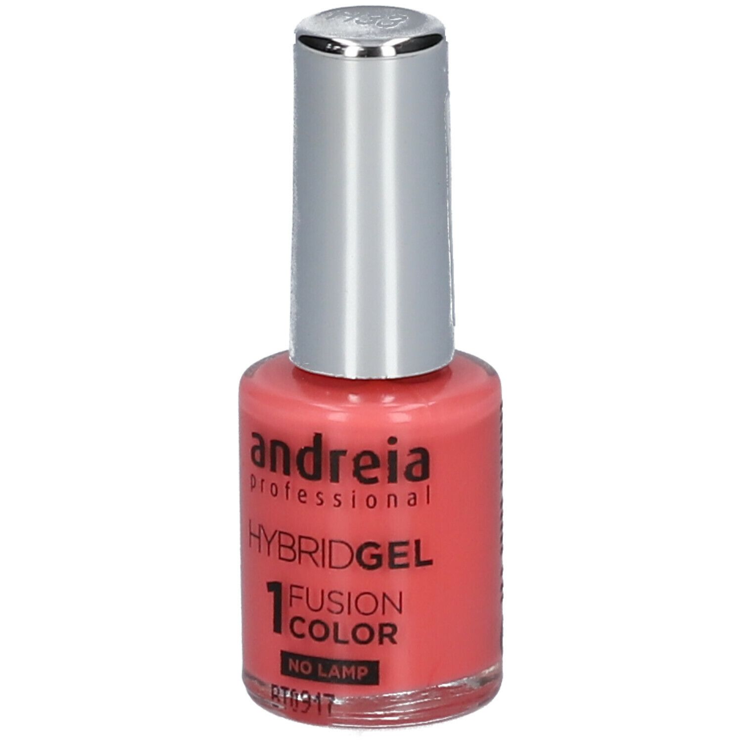Vernis à ongles Andreia Professional. Hybridgel Fusion Color H33 Sweet Peach. Flacon rose avec bouchon argenté.