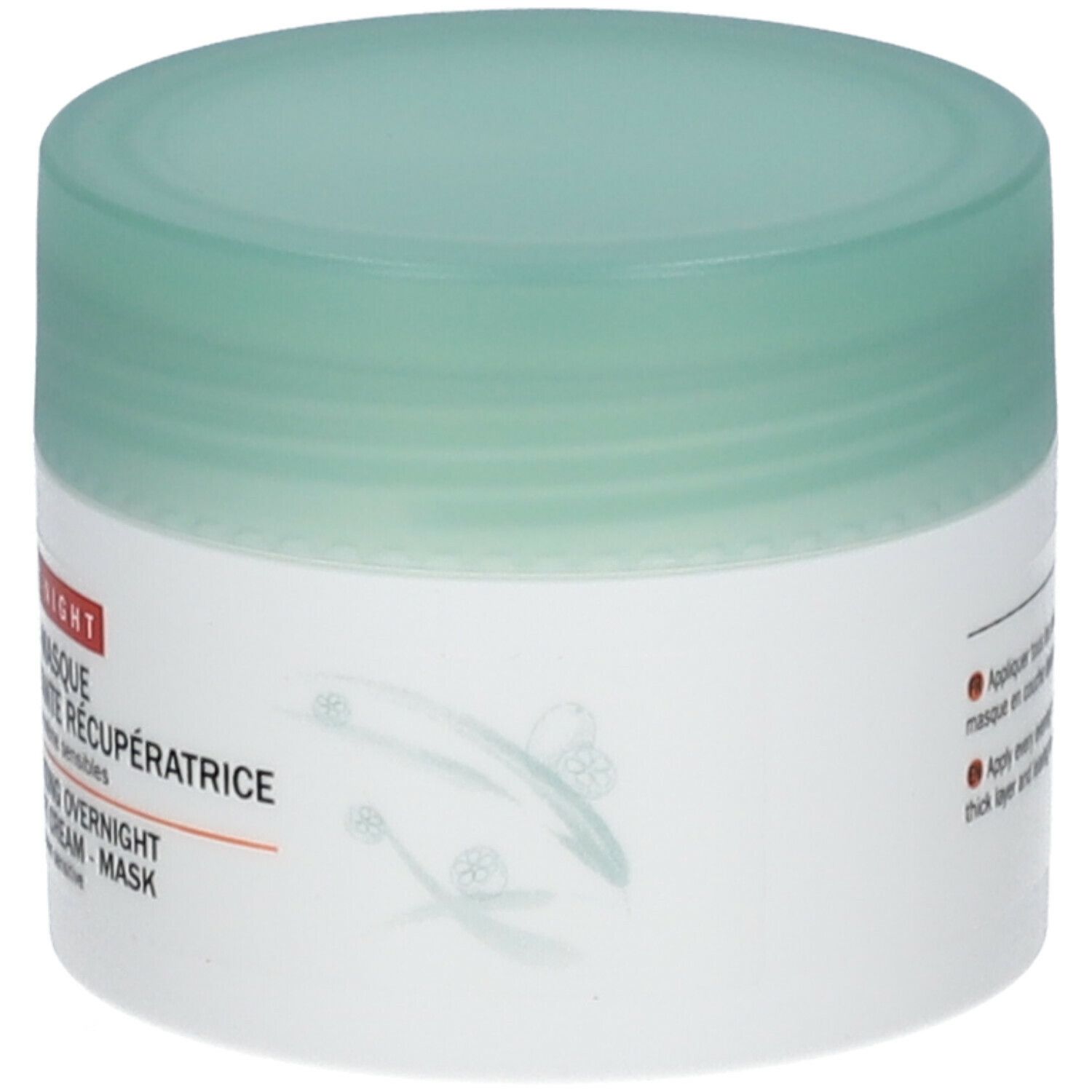 Côté du pot de crème-masque. Inscription: JOWAE, Crème-Masque Hydratante Récupératrice.
