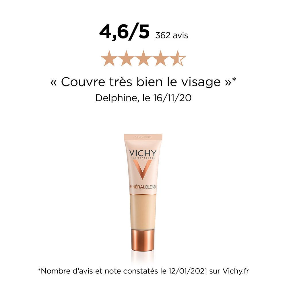 VICHY Minéralblend Make-up Fluid 03 gypsum. Tube et avis. Évaluation par étoiles et citation.