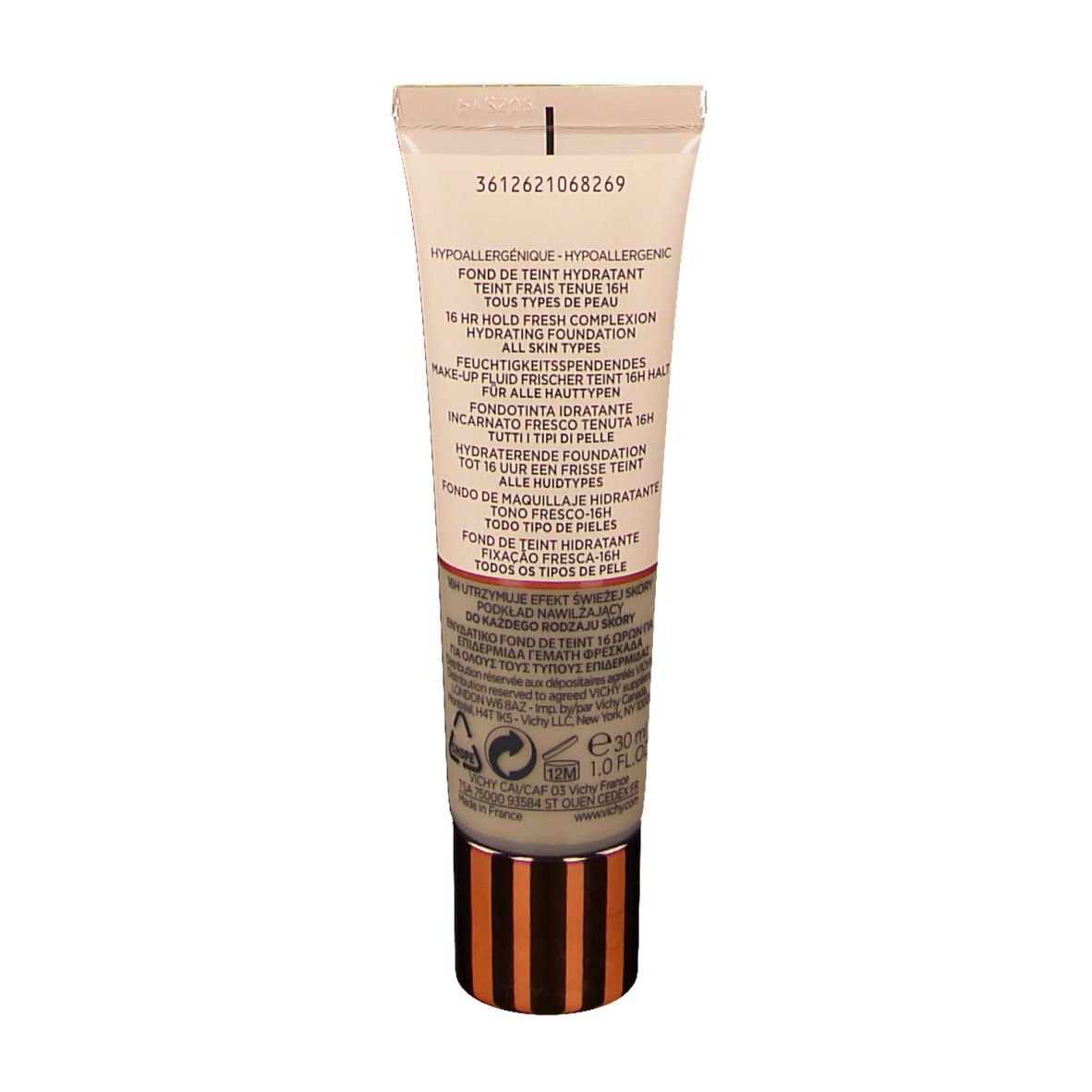 Dos du fond de teint VICHY Minéralblend 09 agate. Informations sur le produit.
