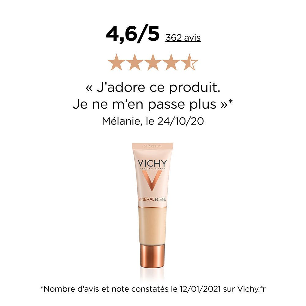 Fond de teint VICHY Minéralblend 09 agate. Produit avec avis et citation.