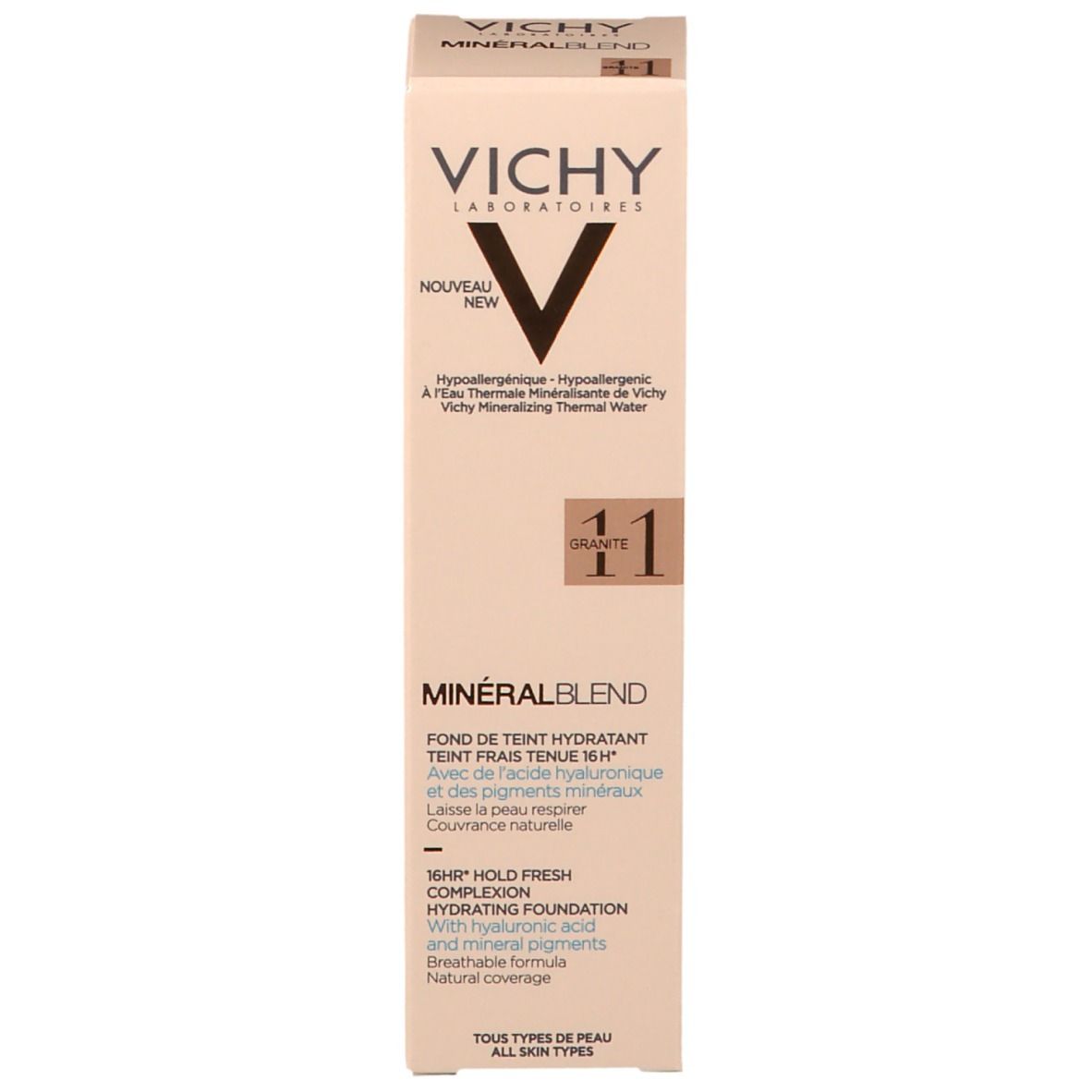 Emballage de VICHY Minéralblend Make-up Fluid 11 granite. Informations sur le produit.