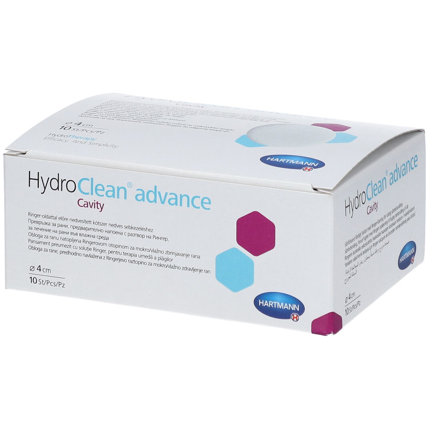 Hartmann HydroClean advance Cavité verpakking. Productnaam en logo zichtbaar. Diameter 4 cm, 10 stuks.