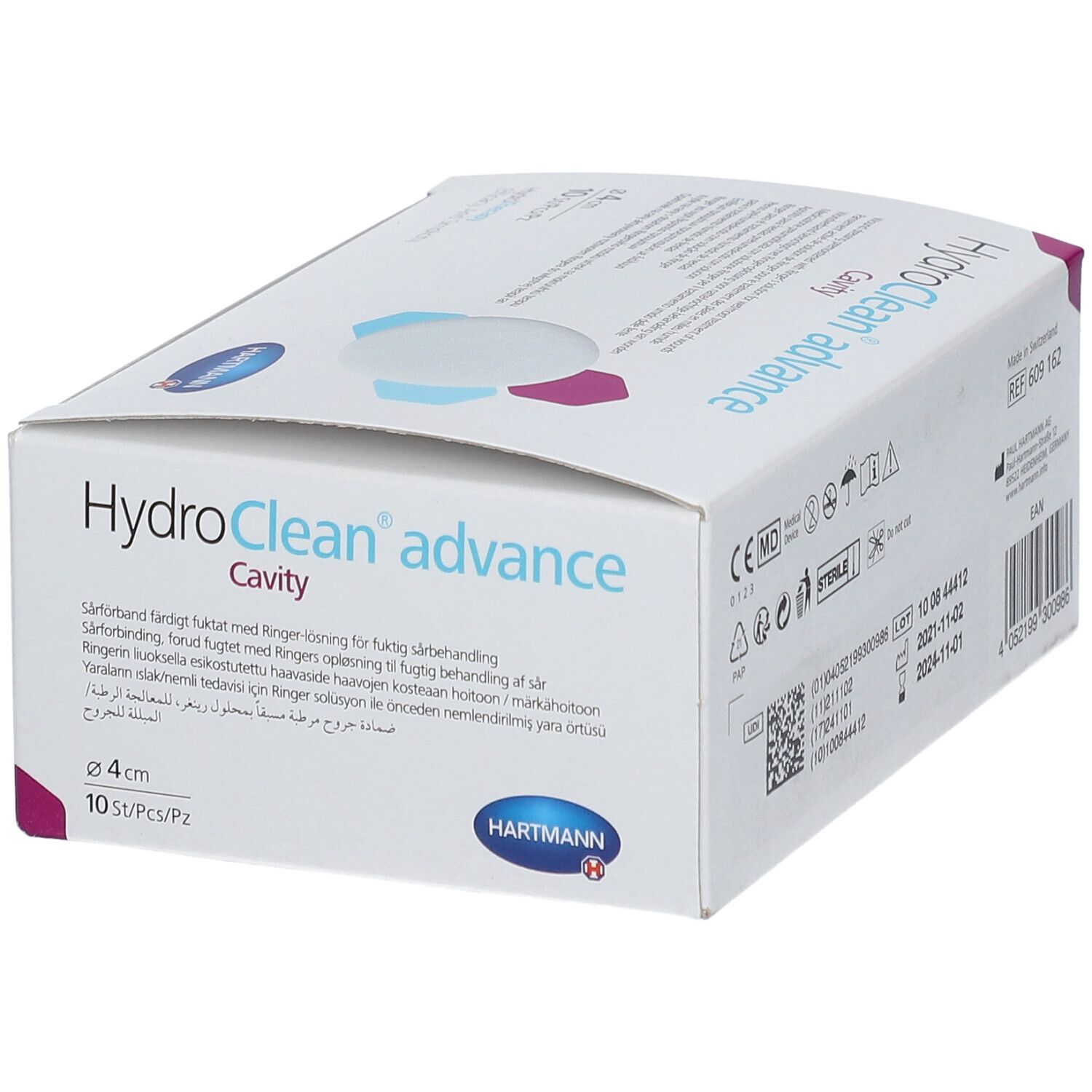 Hartmann HydroClean advance Cavité verpakking. Naam, logo en diameter 4 cm. 10 stuks.