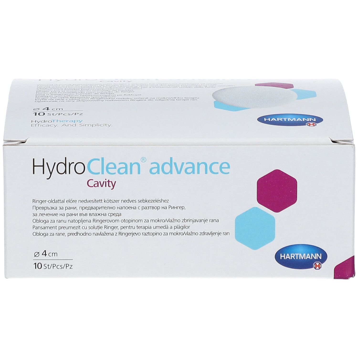 Hartmann HydroClean advance Cavité verpakking. Naam, logo en diameter 4 cm. 10 stuks.