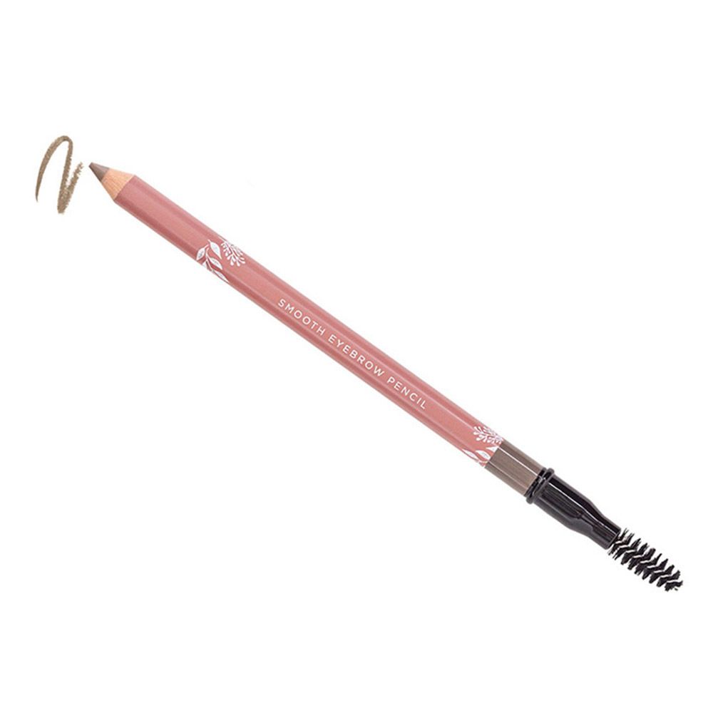 Cent Pur Cent wenkbrauwpotlood bruin. Potlood met borstel. Roze potlood met de tekst « Smooth Eyebrow Pencil ».