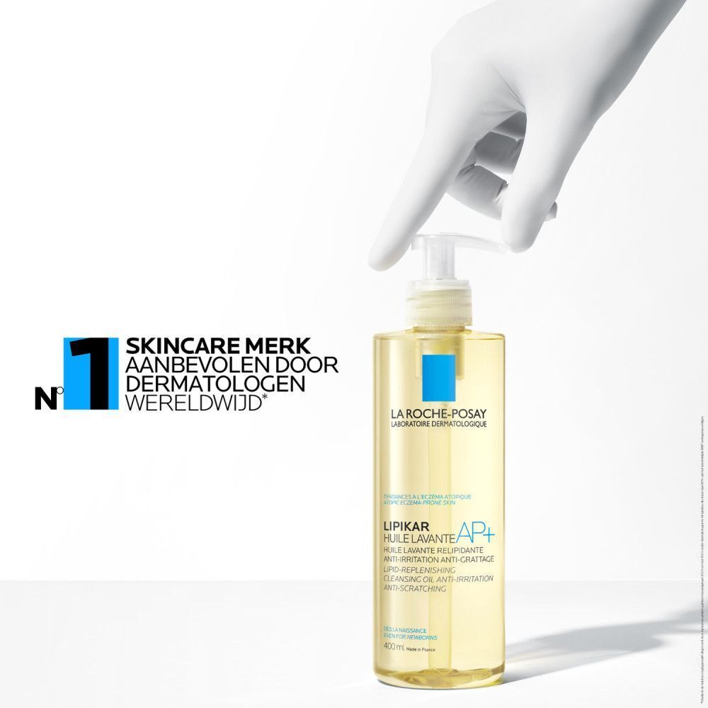 La Roche-Posay Lipikar Huile Lavante AP+. Fles met pomp. 24 uur hydratatie. -46% droogheid.