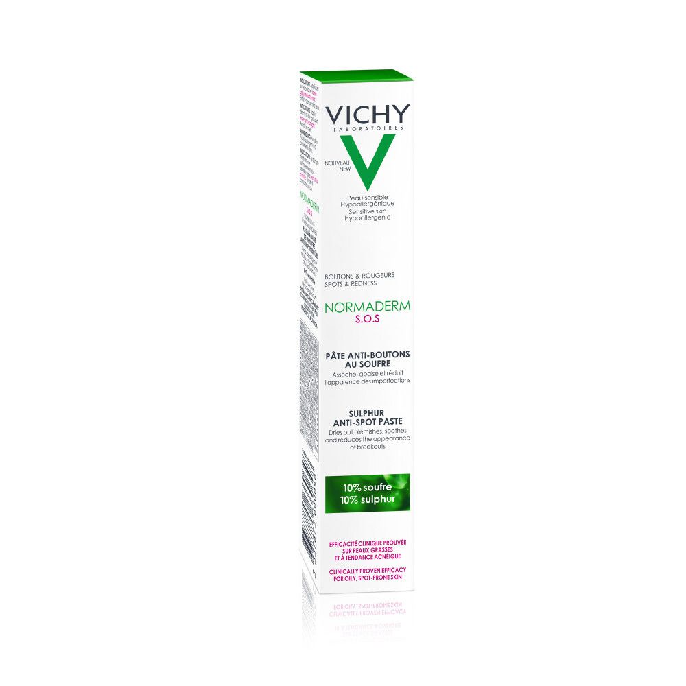 Dos du tube vert. Texte multilingue. Informations sur le produit et ingrédients.