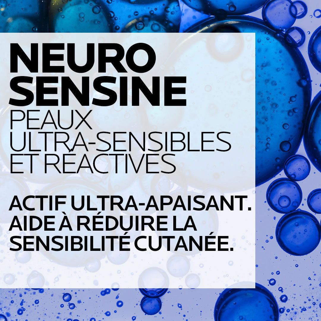 Tekst: Neurosensine, voor ultra-gevoelige en reactieve huid. Ultra-kalmerend.