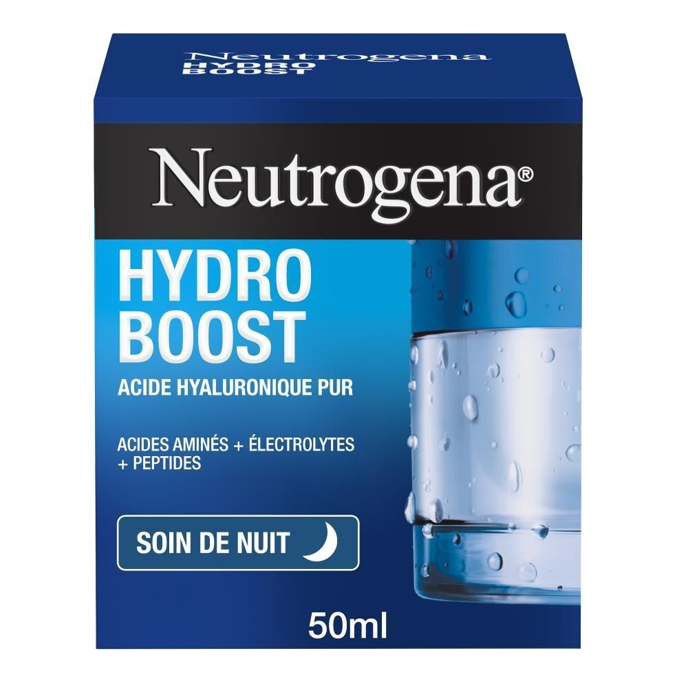 Neutrogena Hydro Boost Crème Gel. Emballage bleu. Texte.