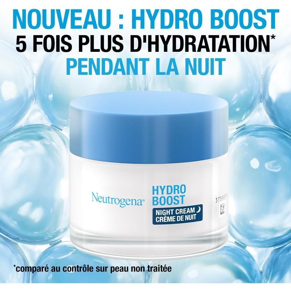 Neutrogena Hydro Boost Crème Gel. Emballage bleu. Texte.