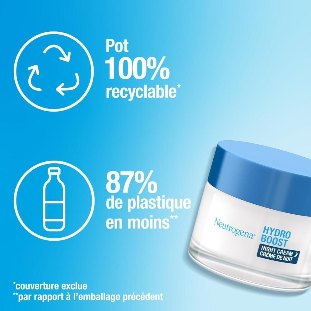 Neutrogena Hydro Boost Crème Gel. Emballage bleu. Texte.
