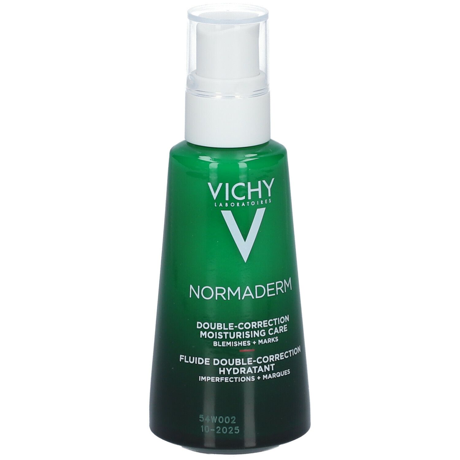 Verpackung und Flasche. Vichy Normaderm, Akne-Haut. Doppel-Korrektur, Feuchtigkeitspflege. 50 ml.