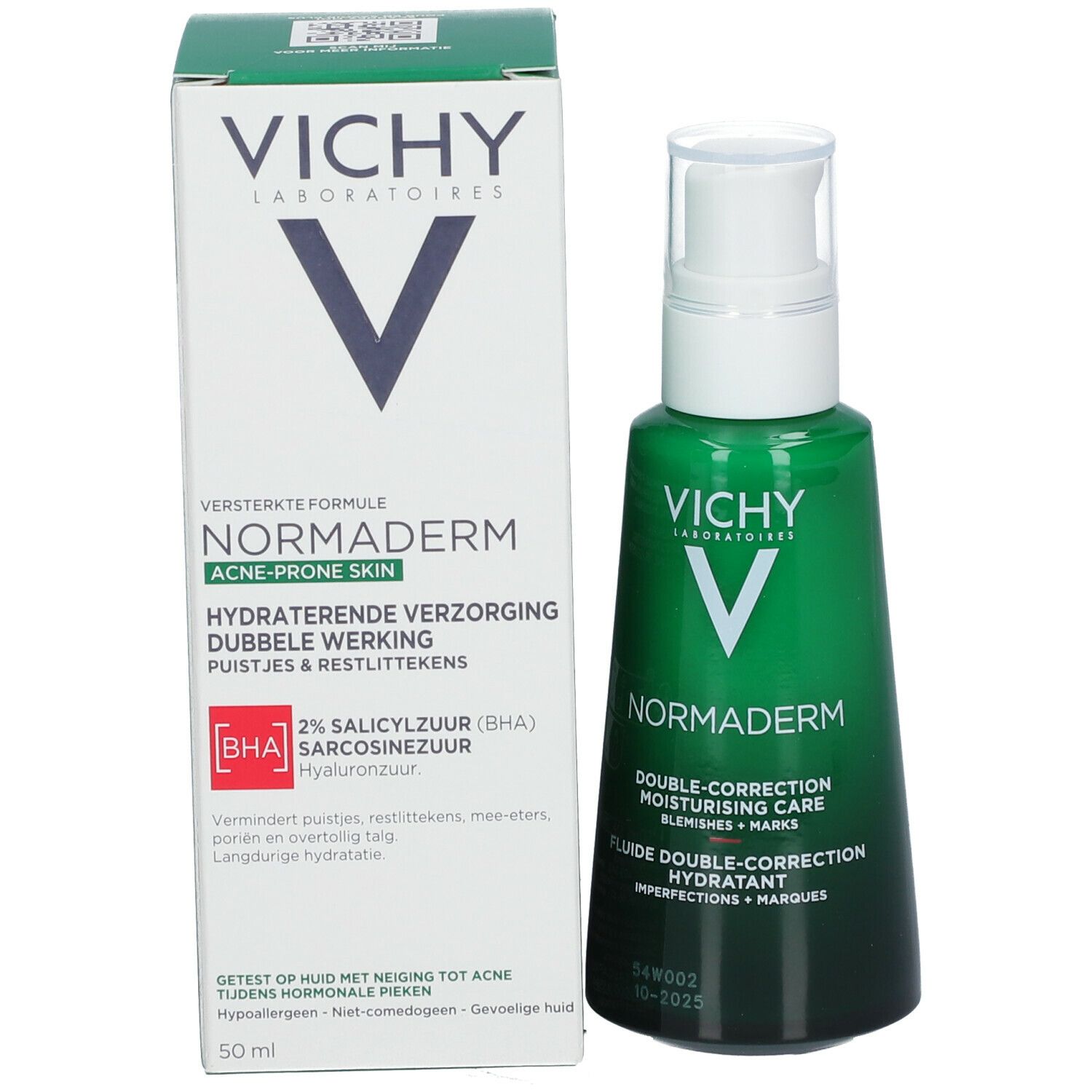 Verpackung. Vichy Normaderm, Akne-Haut. Doppel-Korrektur, Feuchtigkeitspflege. 50 ml.
