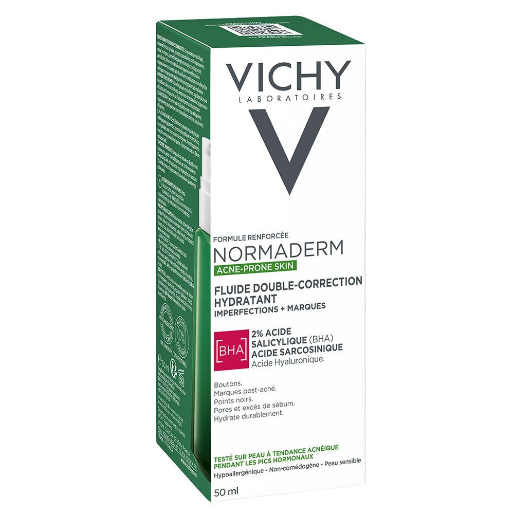 Verpackung. Vichy Normaderm, Akne-Haut. Doppel-Korrektur, Feuchtigkeitspflege. 50 ml.