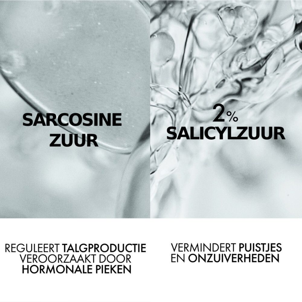 Tekst: Sarcosinezuur. 2% salicylzuur. Reguleert talgproductie. Vermindert puistjes en onzuiverheden.
