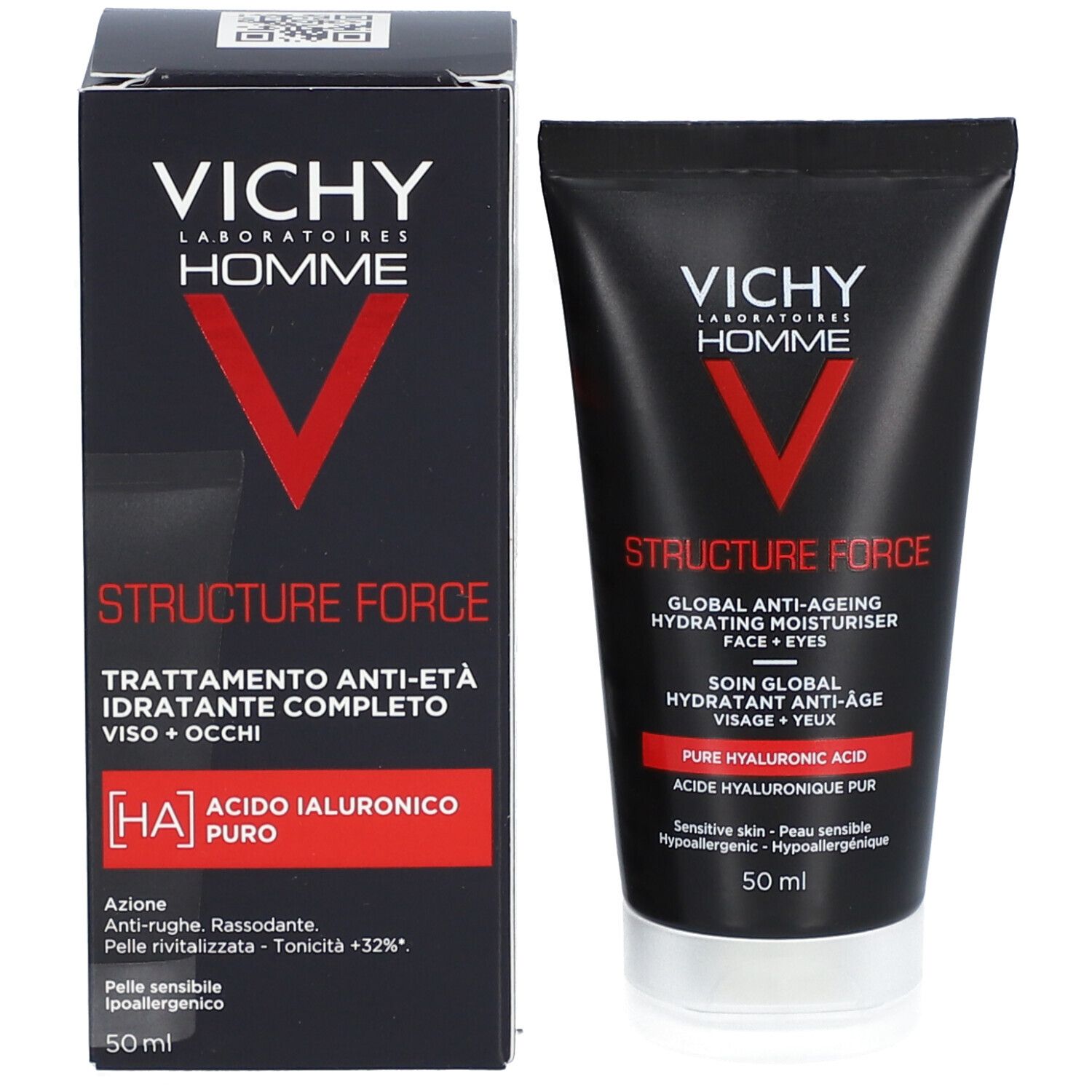 Tube und Karton. Vichy Homme, Structure Force. Text. 50 ml.