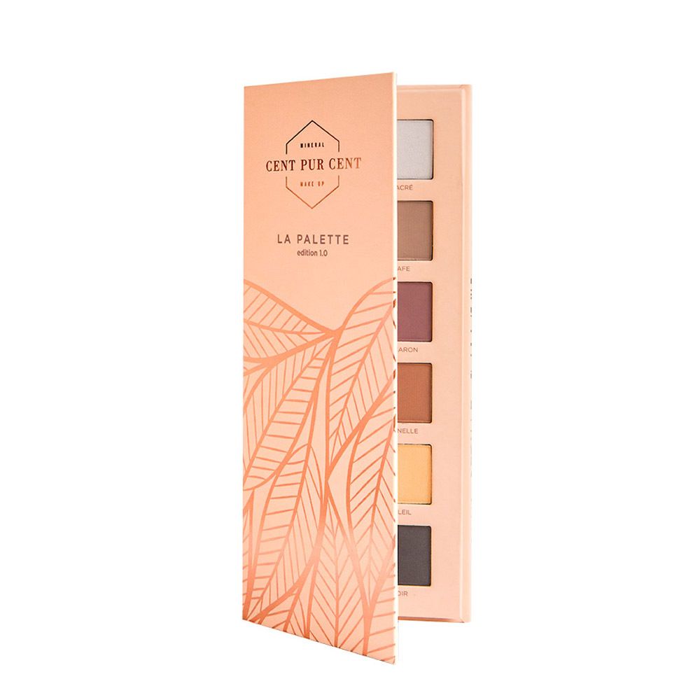 Open oogschaduwpalet. 8 tinten. Opschrift: "CENT PUR CENT" en "LA PALETTE Edition 1.0".