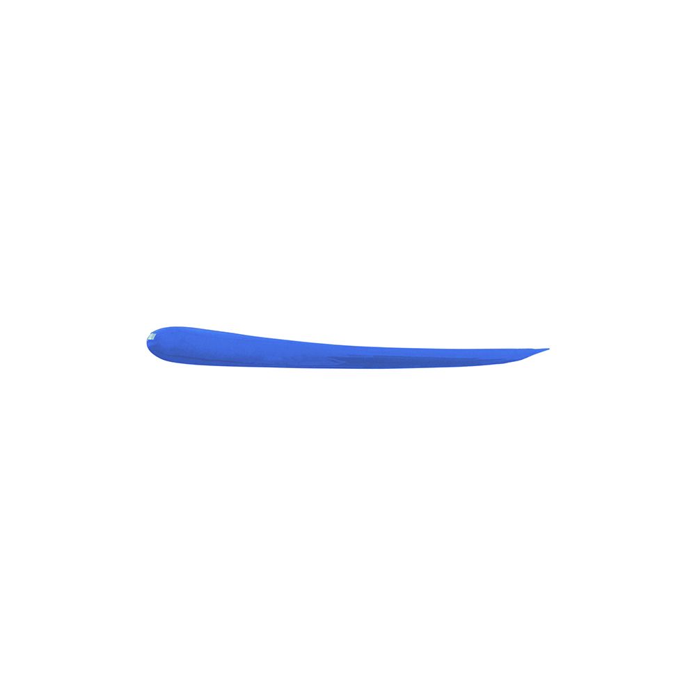 Blauer Eyeliner-Strich auf weißem Hintergrund. Spitze zulaufend.