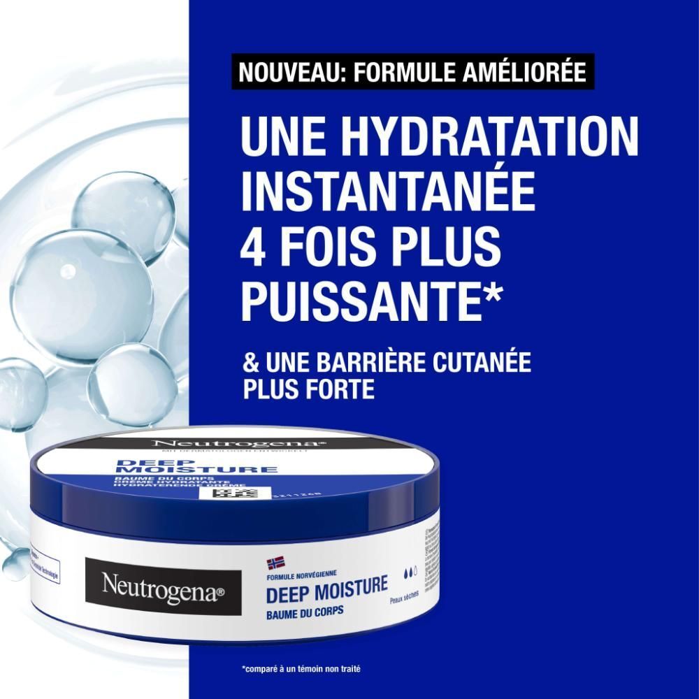 Neutrogena® Deep Moisture. Texte: Hydratation instantanée 4x plus puissante.