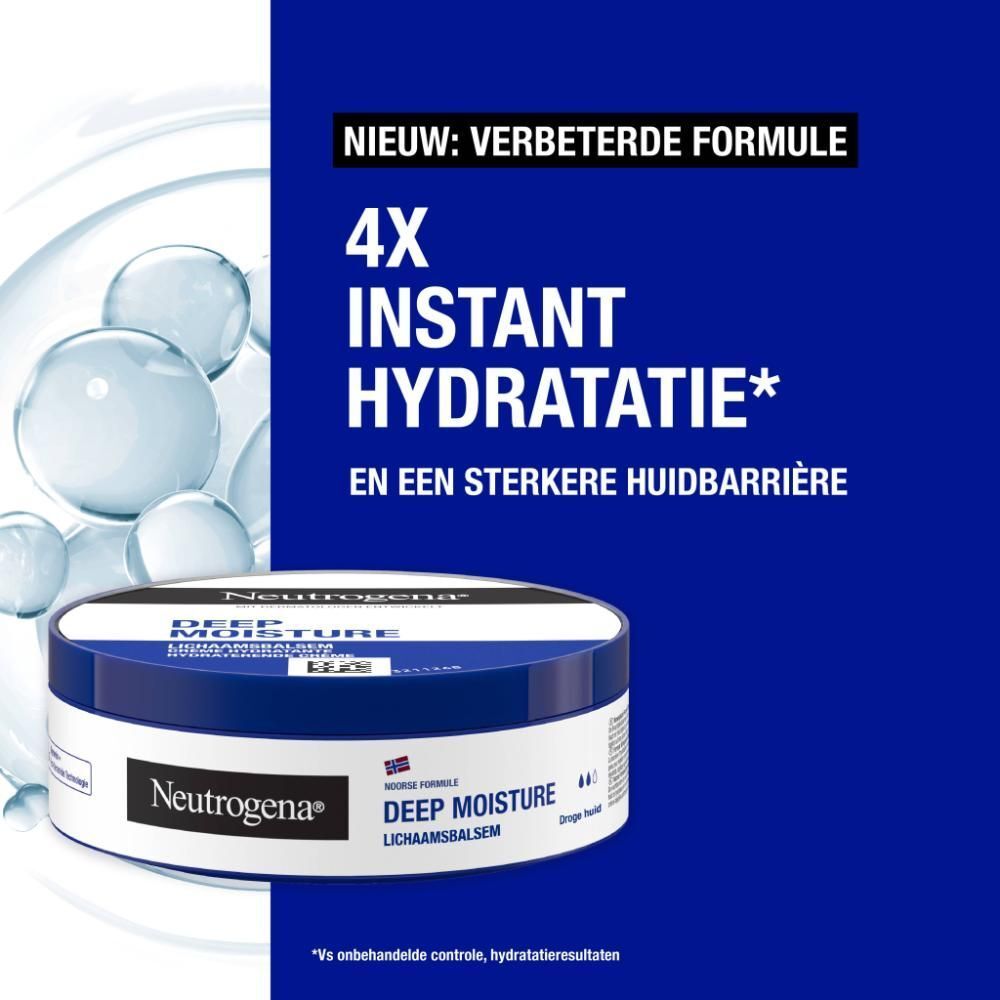 Neutrogena® Deep Moisture. Tekst: 4x instant hydratatie.