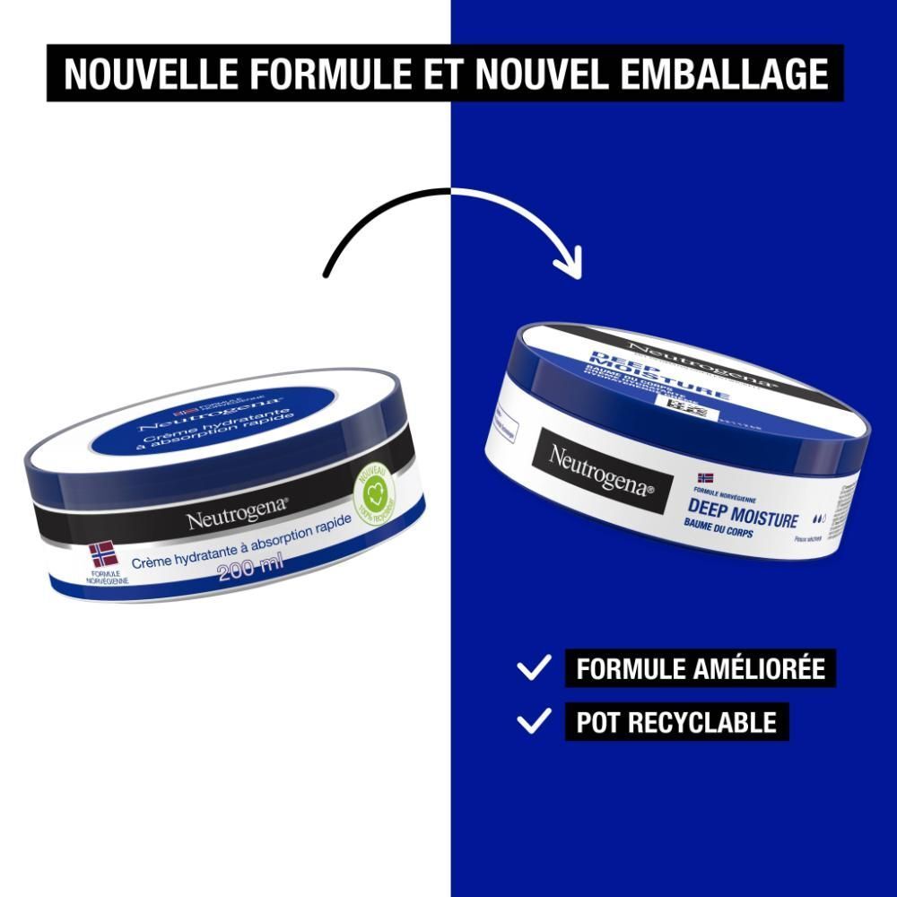 Comparaison: Nouvelle formule et emballage. Formule améliorée et pot recyclable.