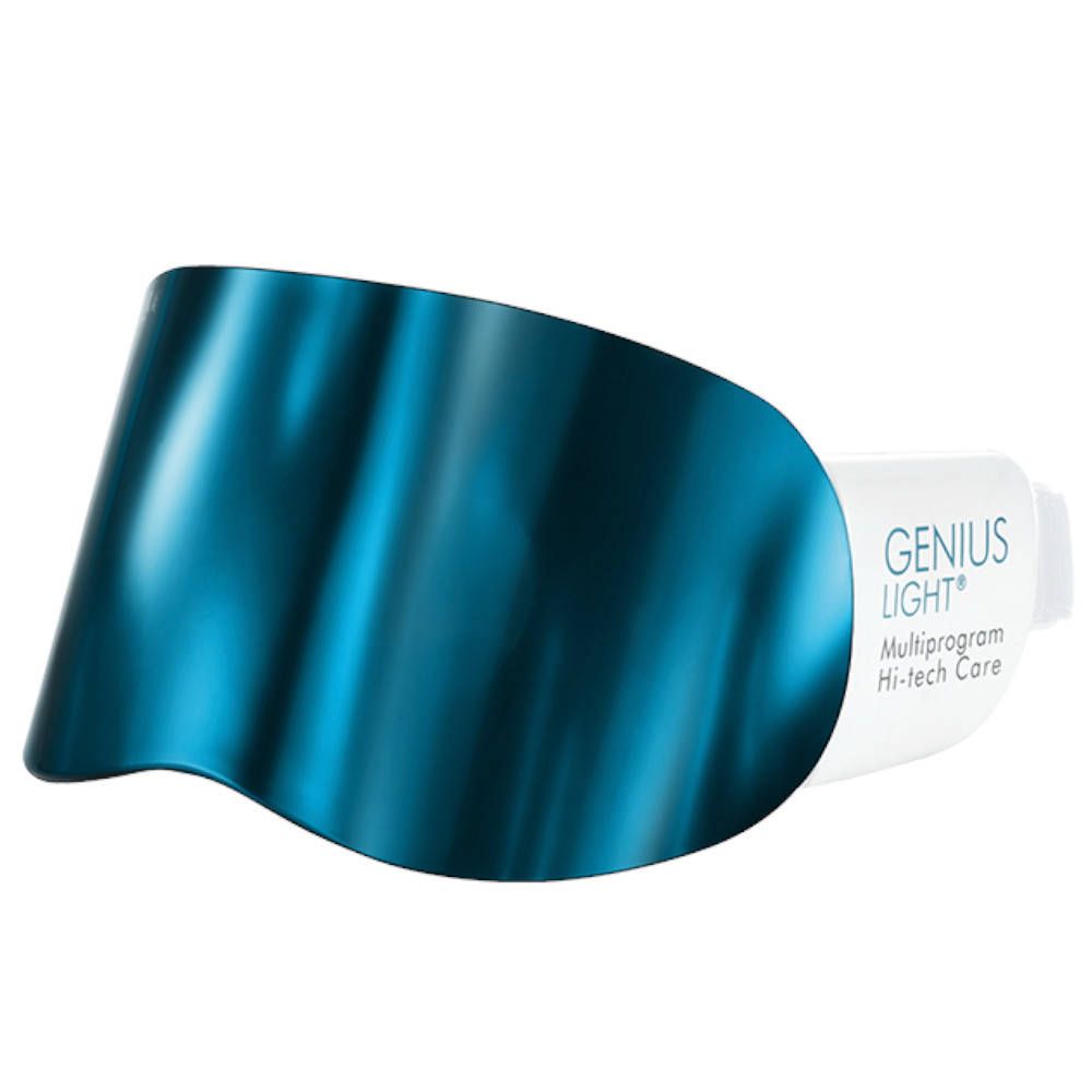 Apparaat met blauw vizier. Witte behuizing met GENIUS LIGHT. Merk TALIKA.
