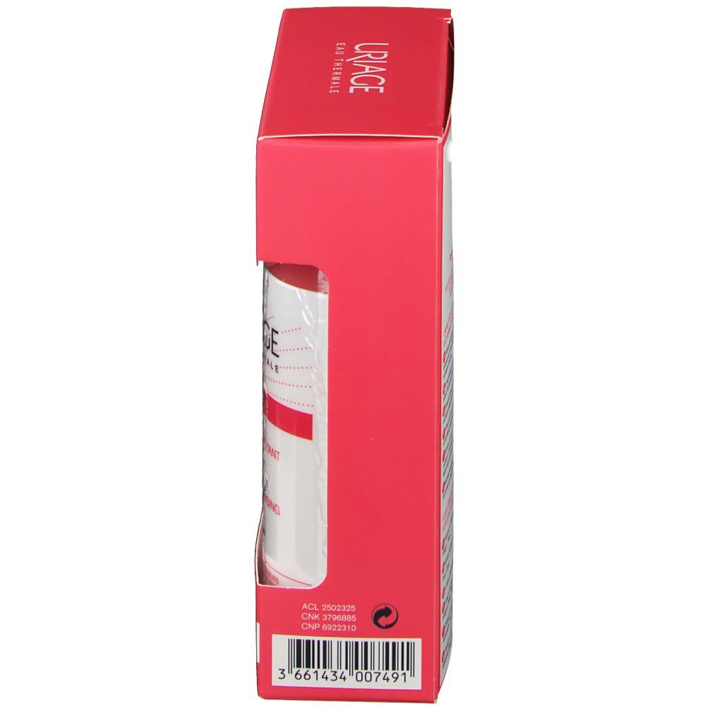 Vue latérale du coffret cadeau. Emballage rouge avec texte blanc et code-barres.