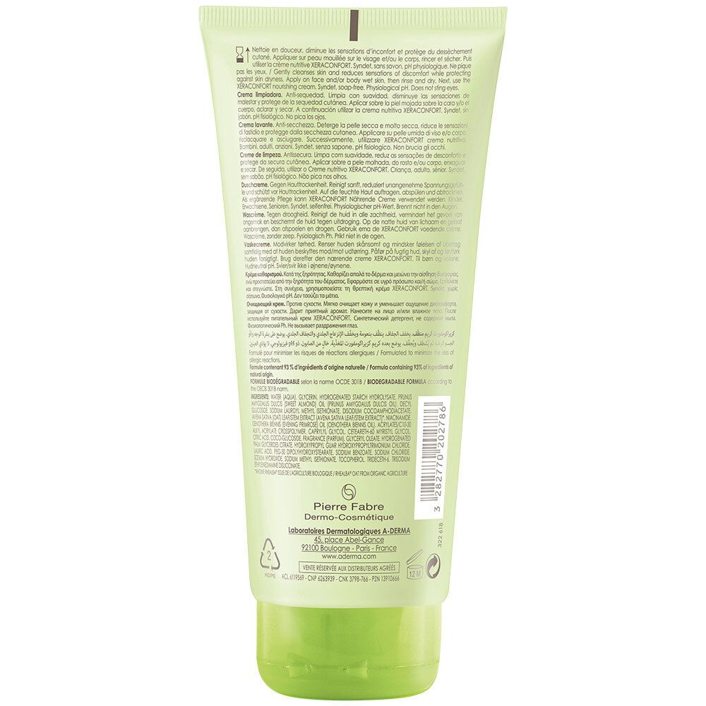 Grüne Tube mit Text. Herstellerlogo Pierre Fabre. Produktname nicht sichtbar. Rückseite mit Inhaltsangaben und Barcode.