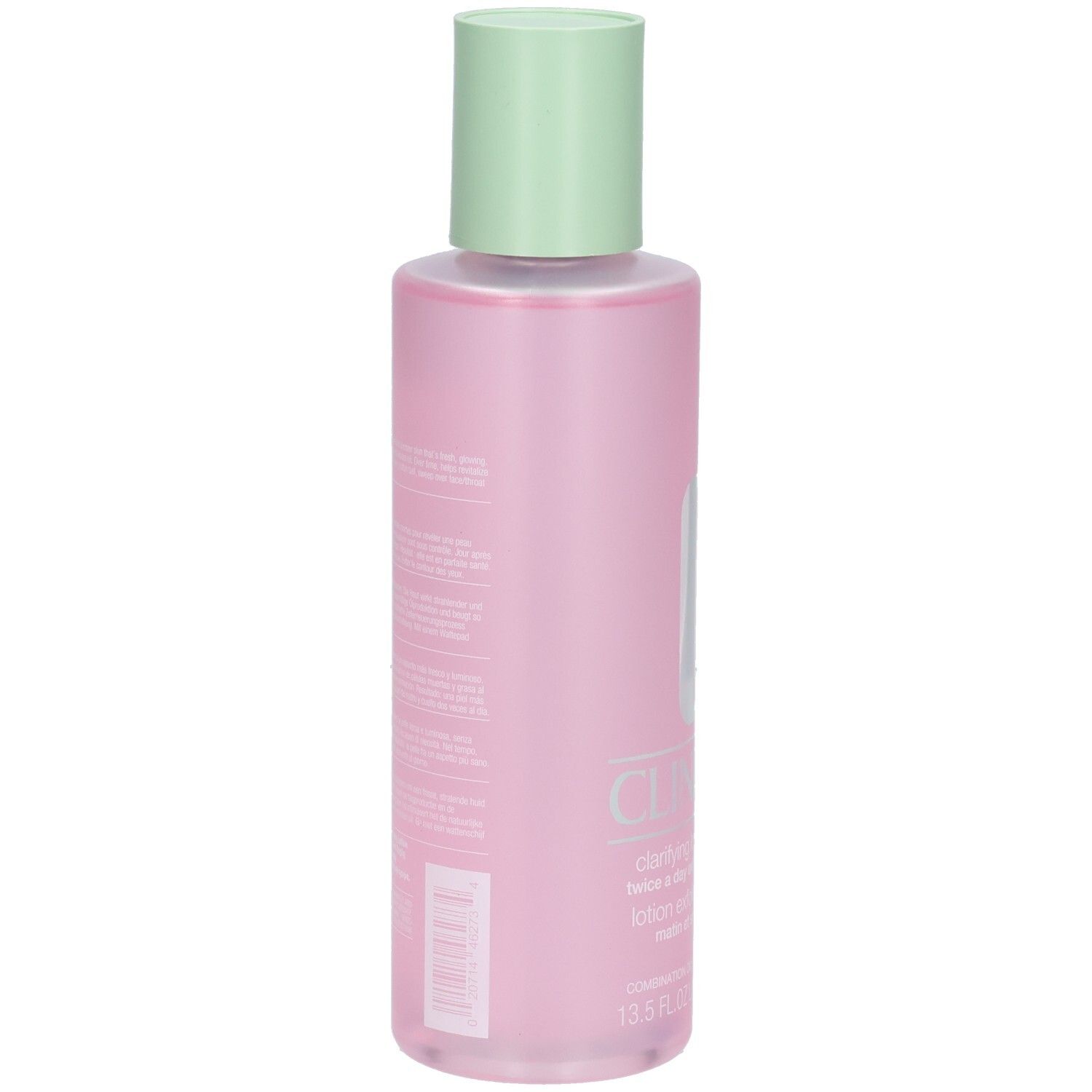 Rückseite der Clinique Clarifying Lotion 3, 400 ml, Flasche mit Text.