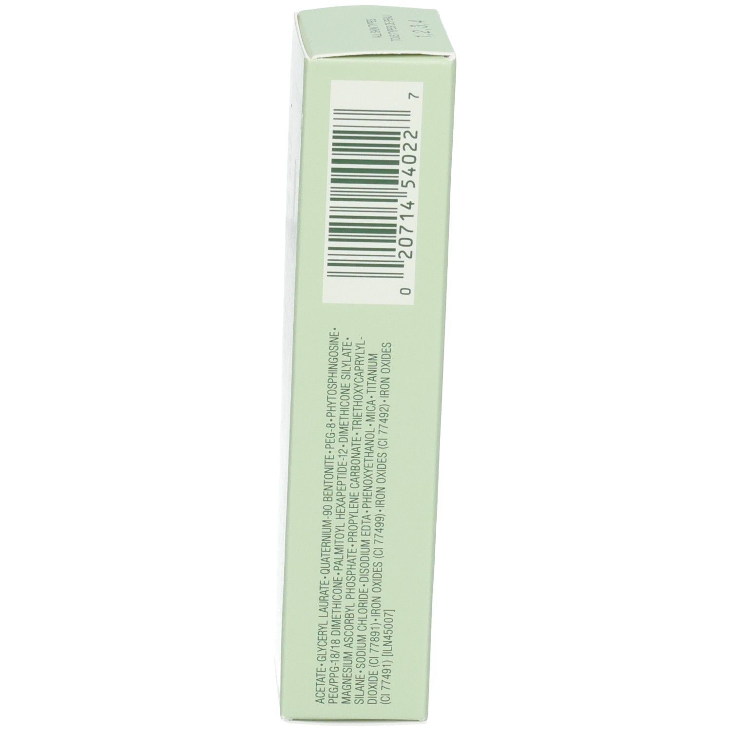 Seite der Clinique Even Better Eyes Kartonverpackung mit Barcode und Inhaltsstoffen.