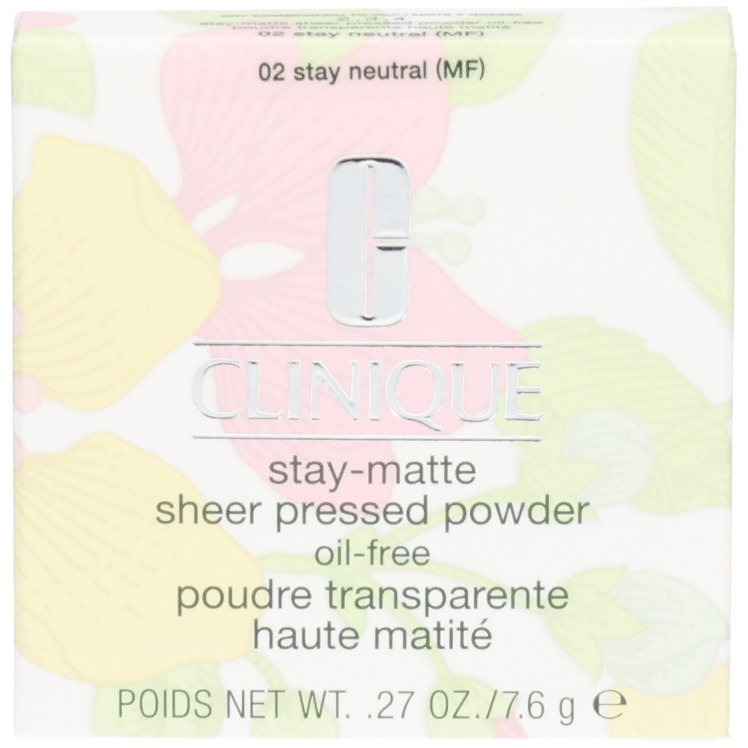Clinique Stay-Matte Sheer Pressed Powder Verpackung, Farbe 02 Stay Neutral.