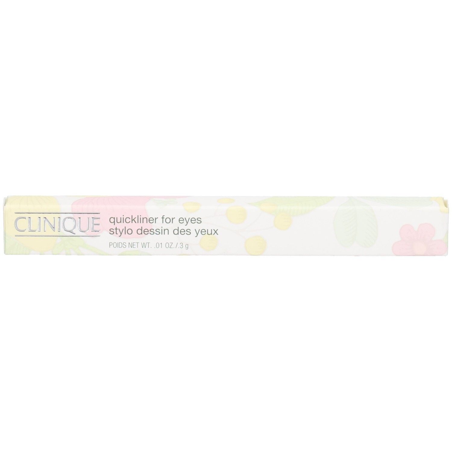 Clinique Quickliner for Eyes Stiftverpackung, floral bedruckt.