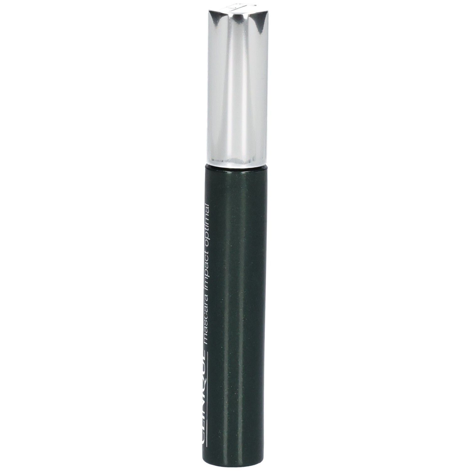 Clinique High Impact Mascara, dunkelgrüne Tube mit silbernem Deckel.
